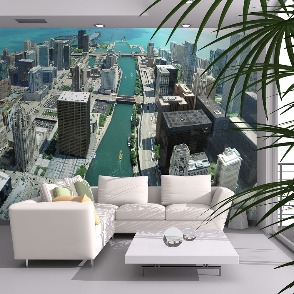 Blå Fototapet "Chicago Urban Arkitektur" – Flere Størrelser