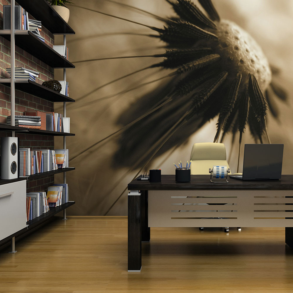 Brun Fototapet Nærbillede af Mælkebøtte - Sepia Design