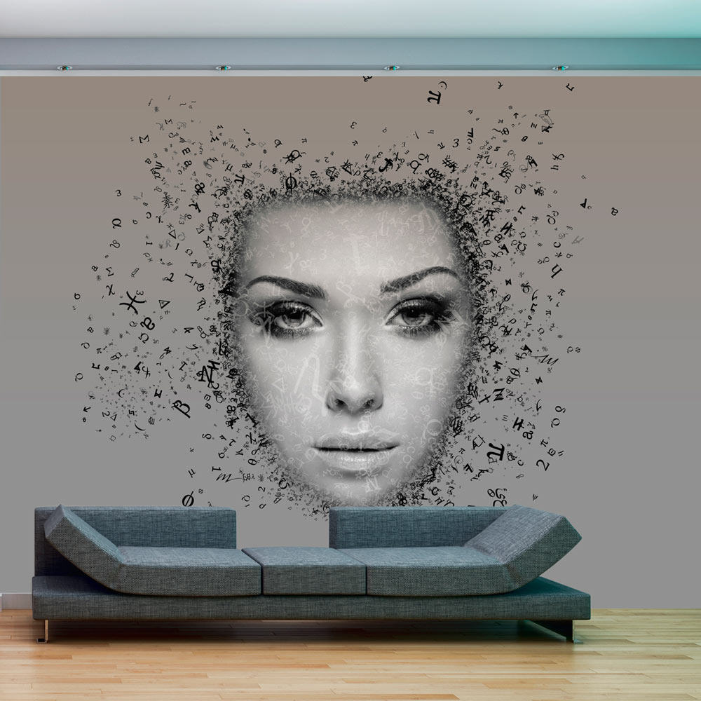 Grå Abstrakt Fototapet med Kvindeansigt - Inspirerende Dekor