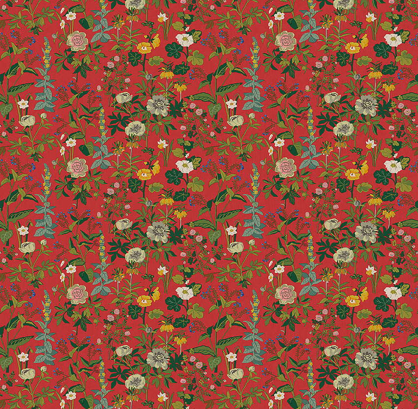 Gocken Jobs Sommar Rødt Tapet - Vintage Design