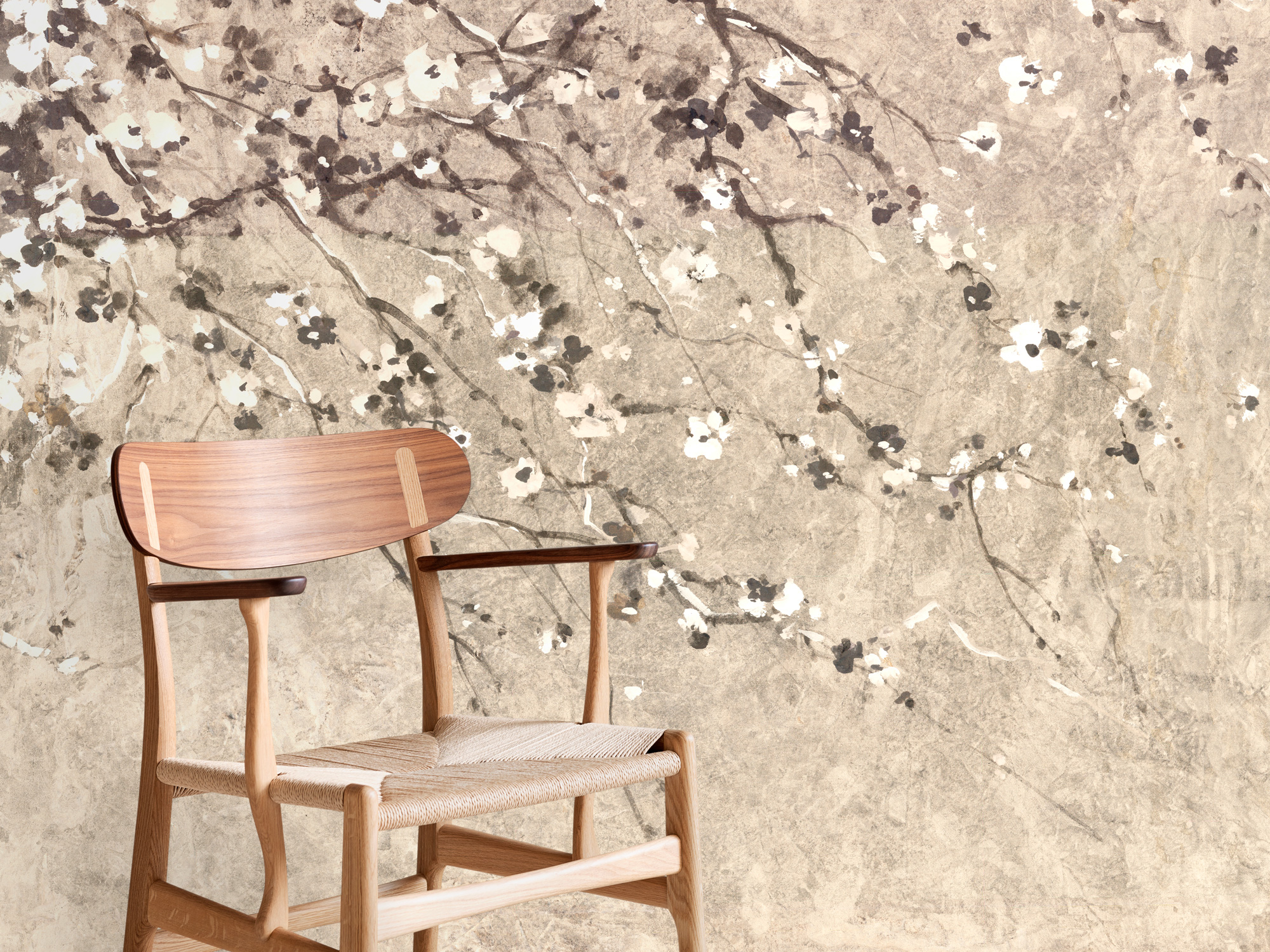 Blossom Season Beige - Fototapet med romantisk motiv