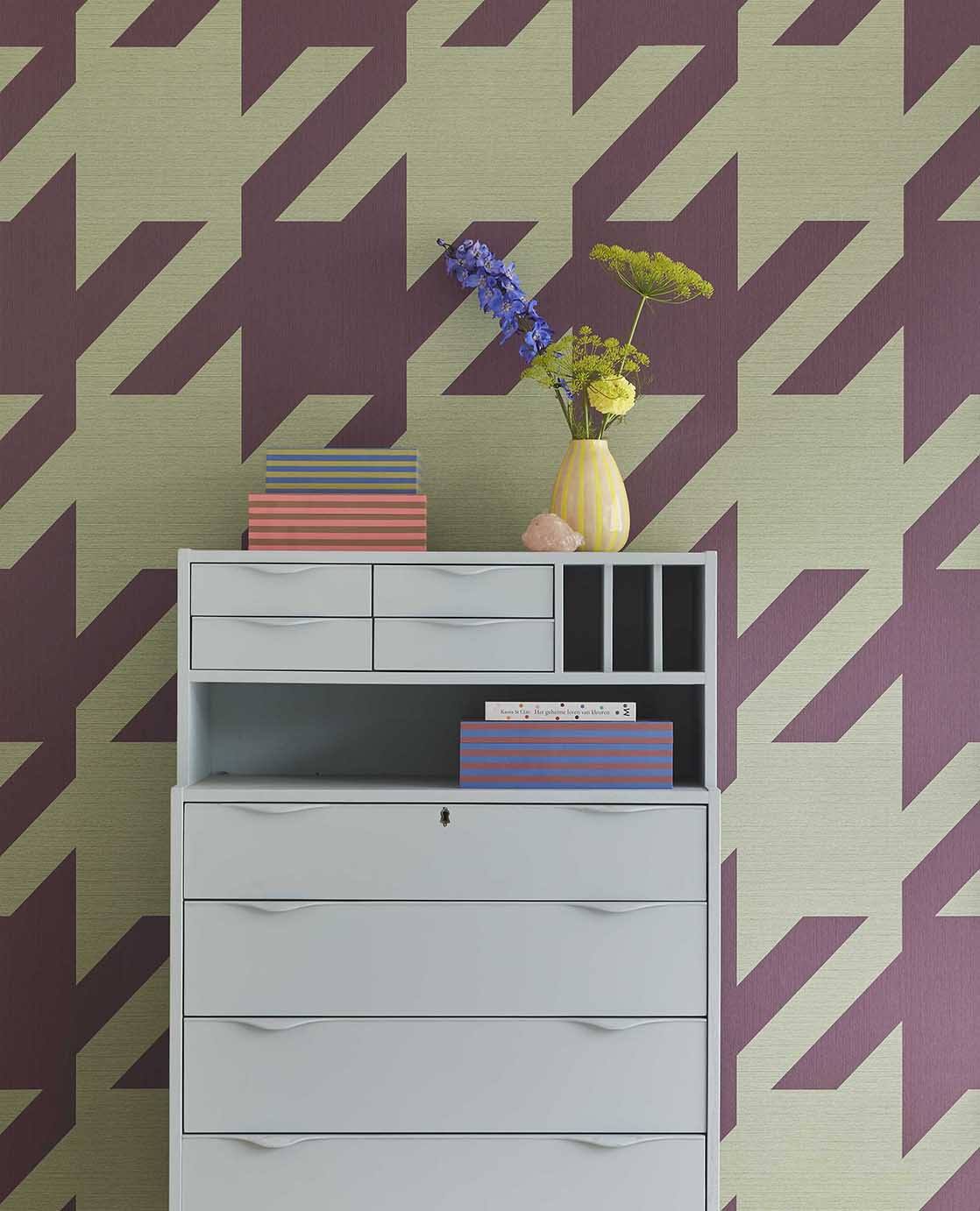 Lilla Check Twigh Minty Purple Tapet - Eijffinger