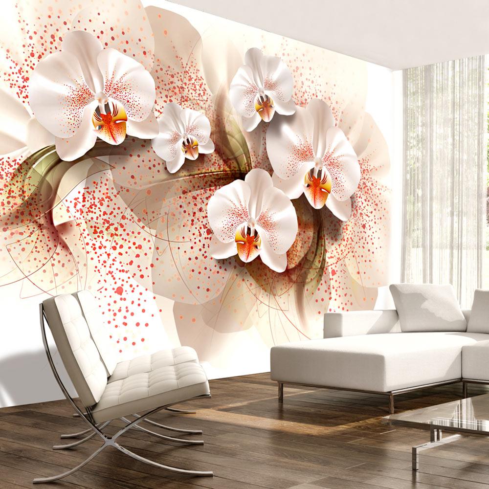 Gul Fototapet med Pale Yellow Orchids - Premium Kvalitet