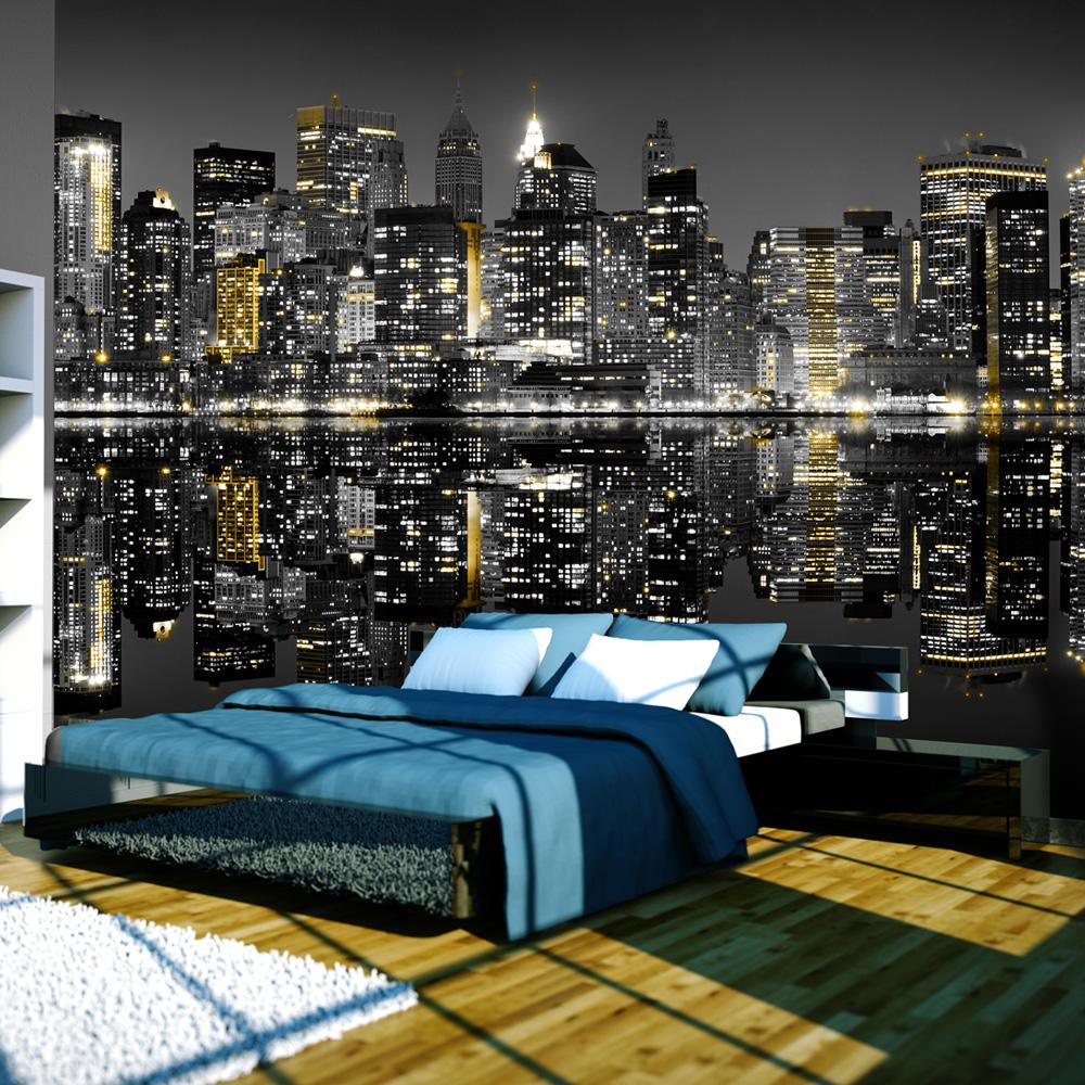 Selvklæbende Fototapet Guld Sølv NYC 392 309 - Boligcenter