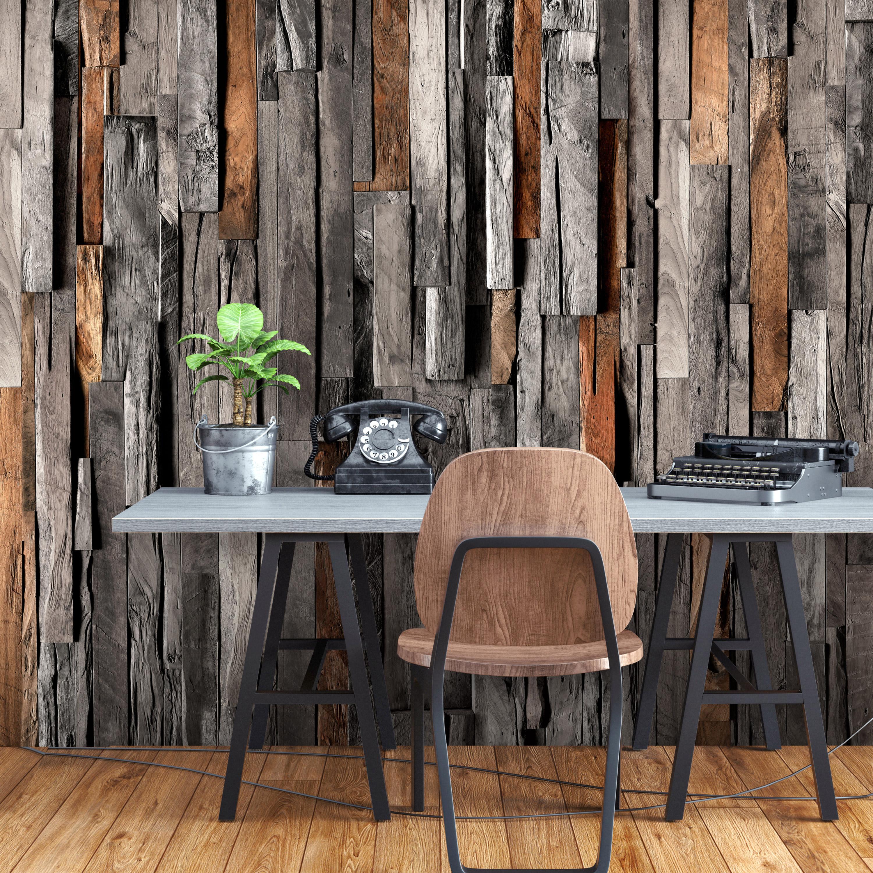 Fototapet Træ Gardin Grå og Brun 300x210 Premium