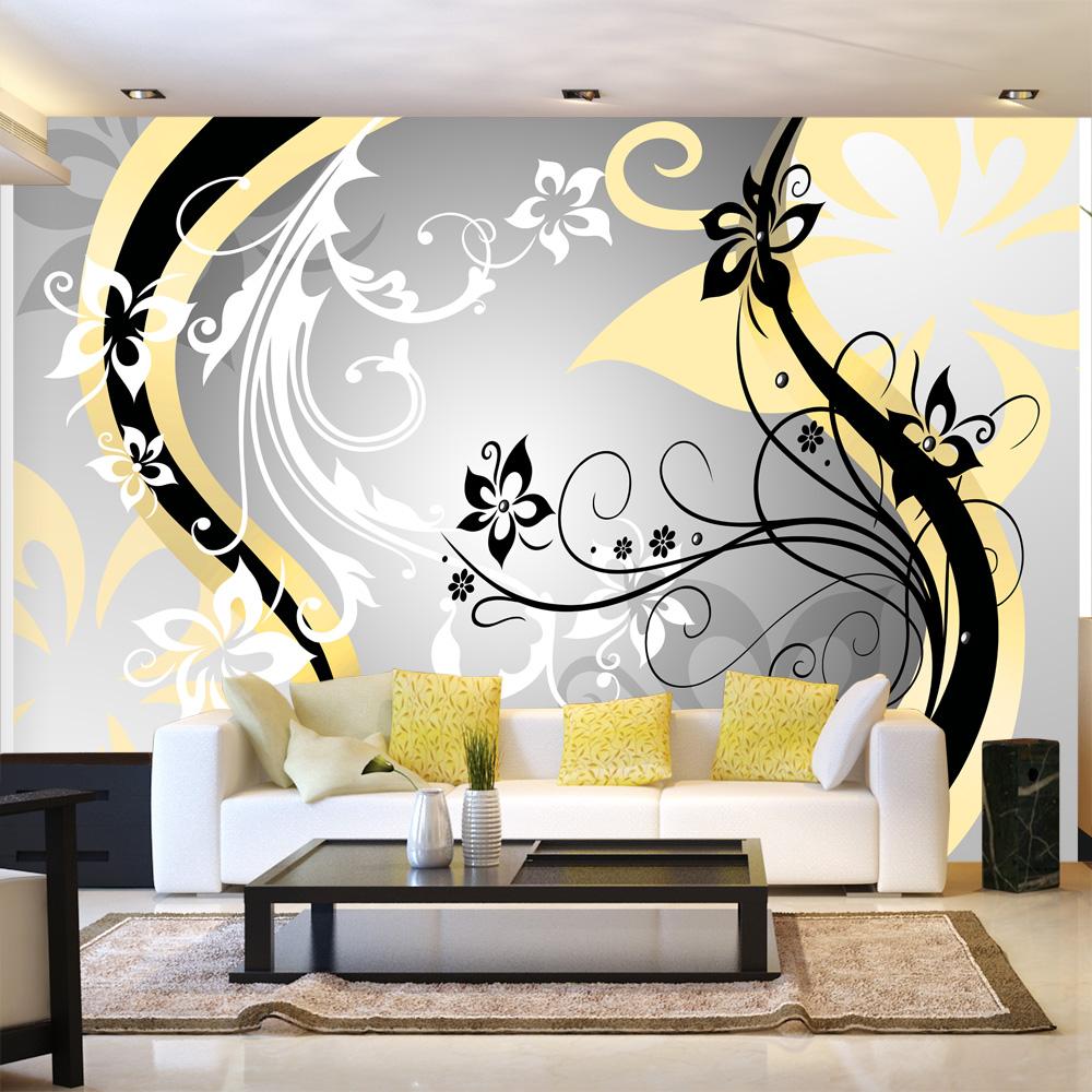 Gul Fototapet med Blomster - Premium Kvalitet 350x245 cm