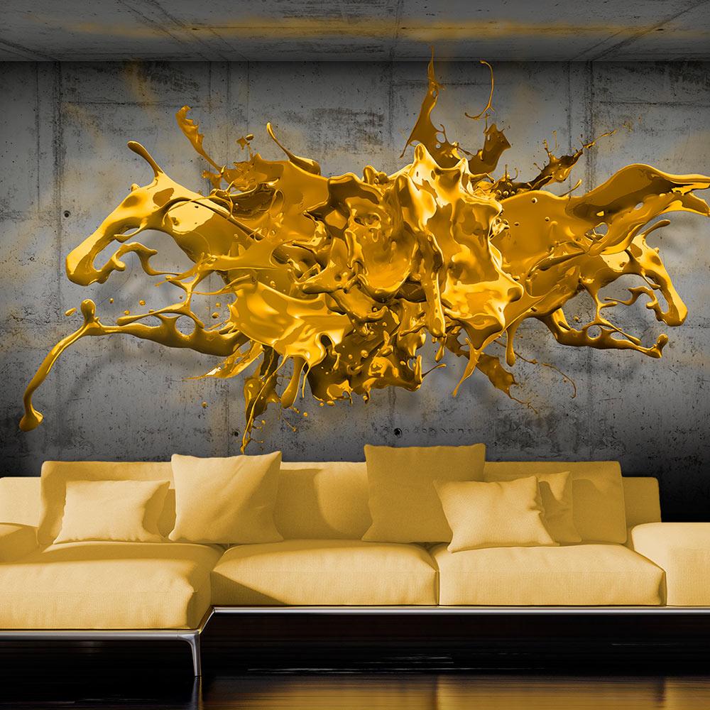 Gul Fototapet - Yellow Splash 392 x 280 cm Selvklæbende