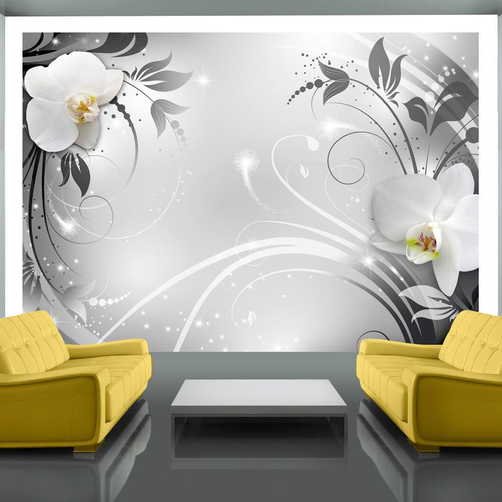 Fototapet Orchideer Sølv 350x245 - Premium Indretning