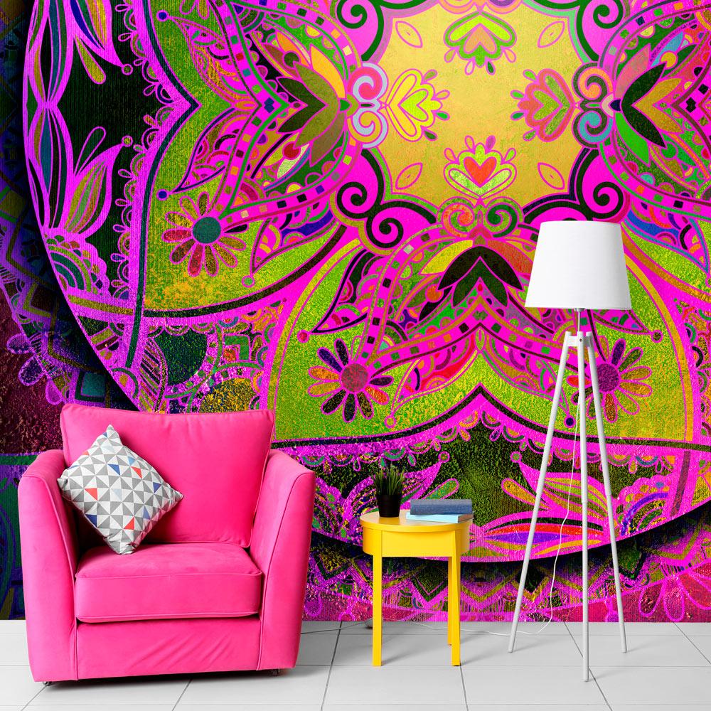 Selvklæbende Pink Mandala Fototapet - Indret med Stil