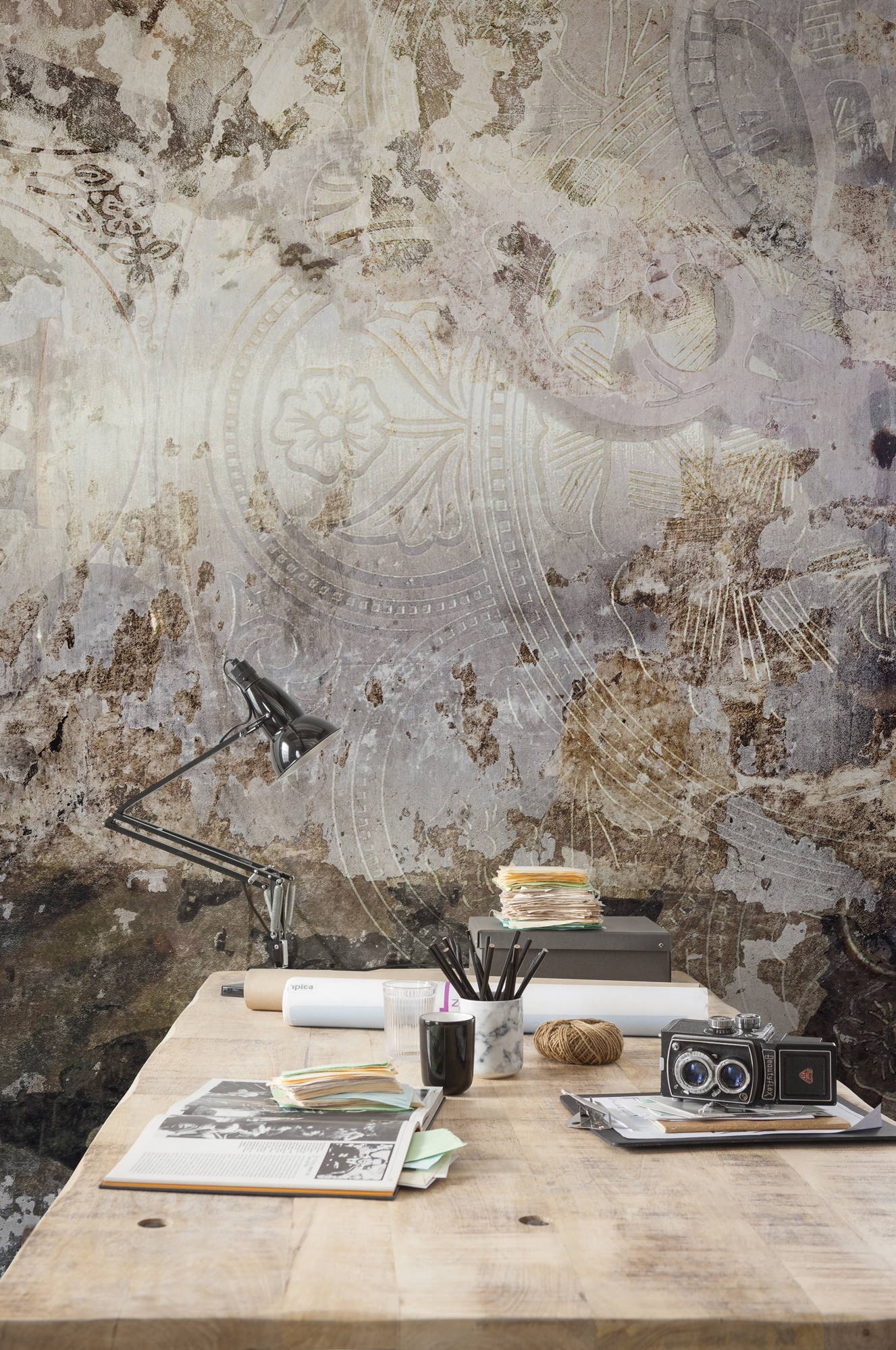 Urskive - Komar Justpictures med vintage blomsterdesign