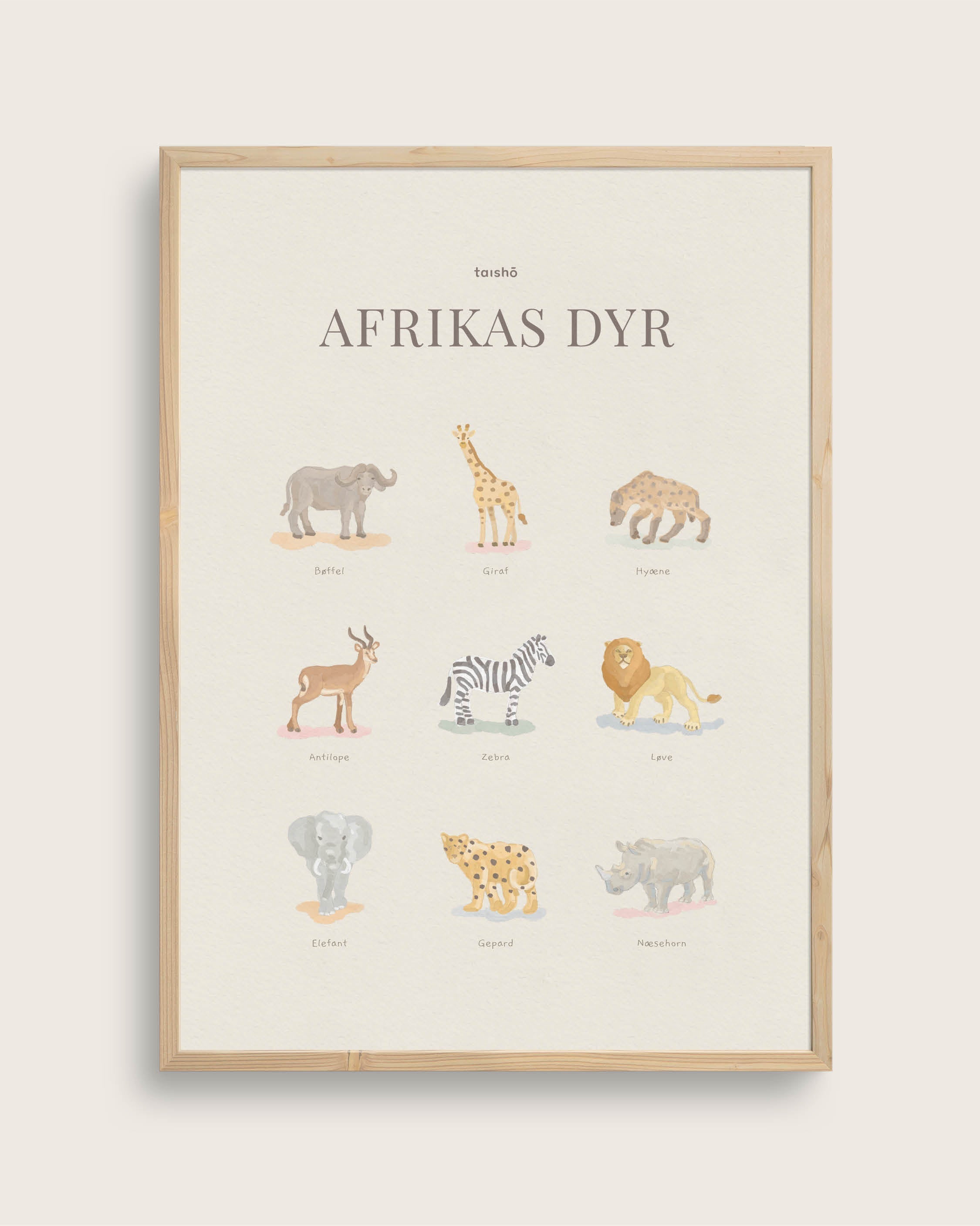 Børneplakat med Afrikas Dyr - Smuk Baggrund