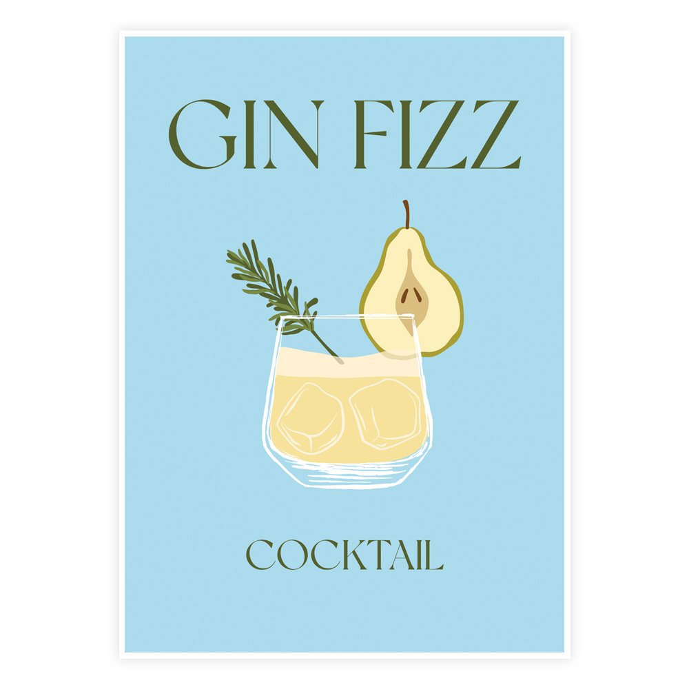 Gin Fizz Vibes Plakat – Elegant Cocktail Illustration