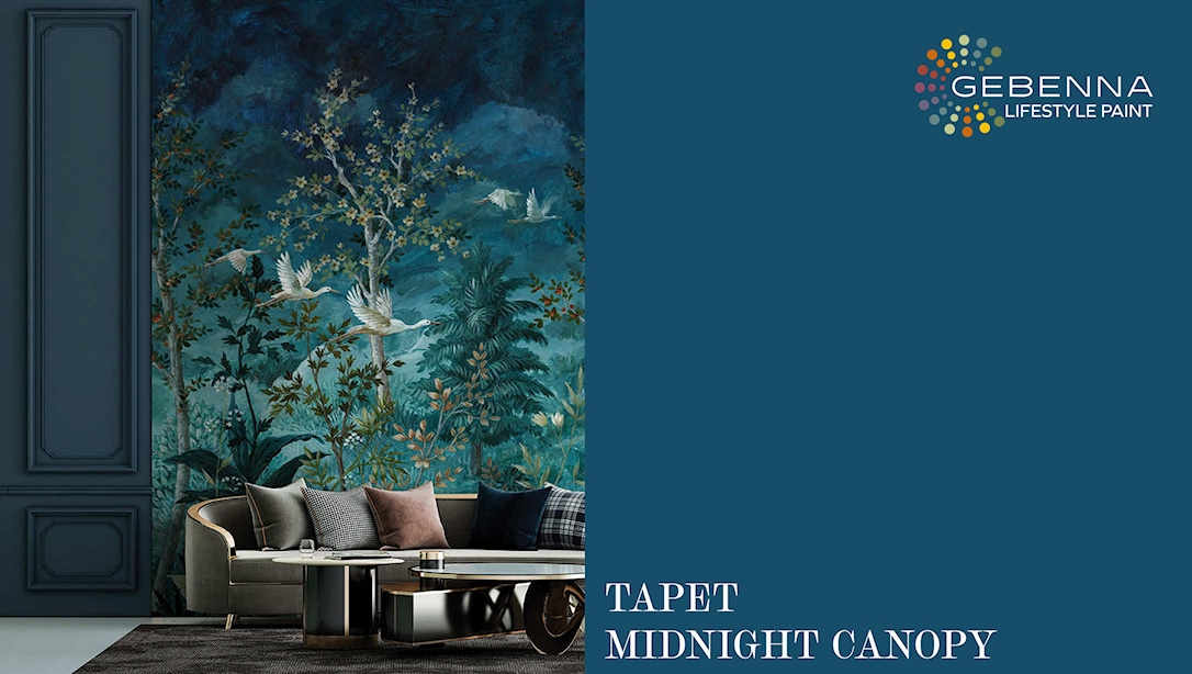 Blå Fototapet: Arboretum Midnight Canopy med Fugle