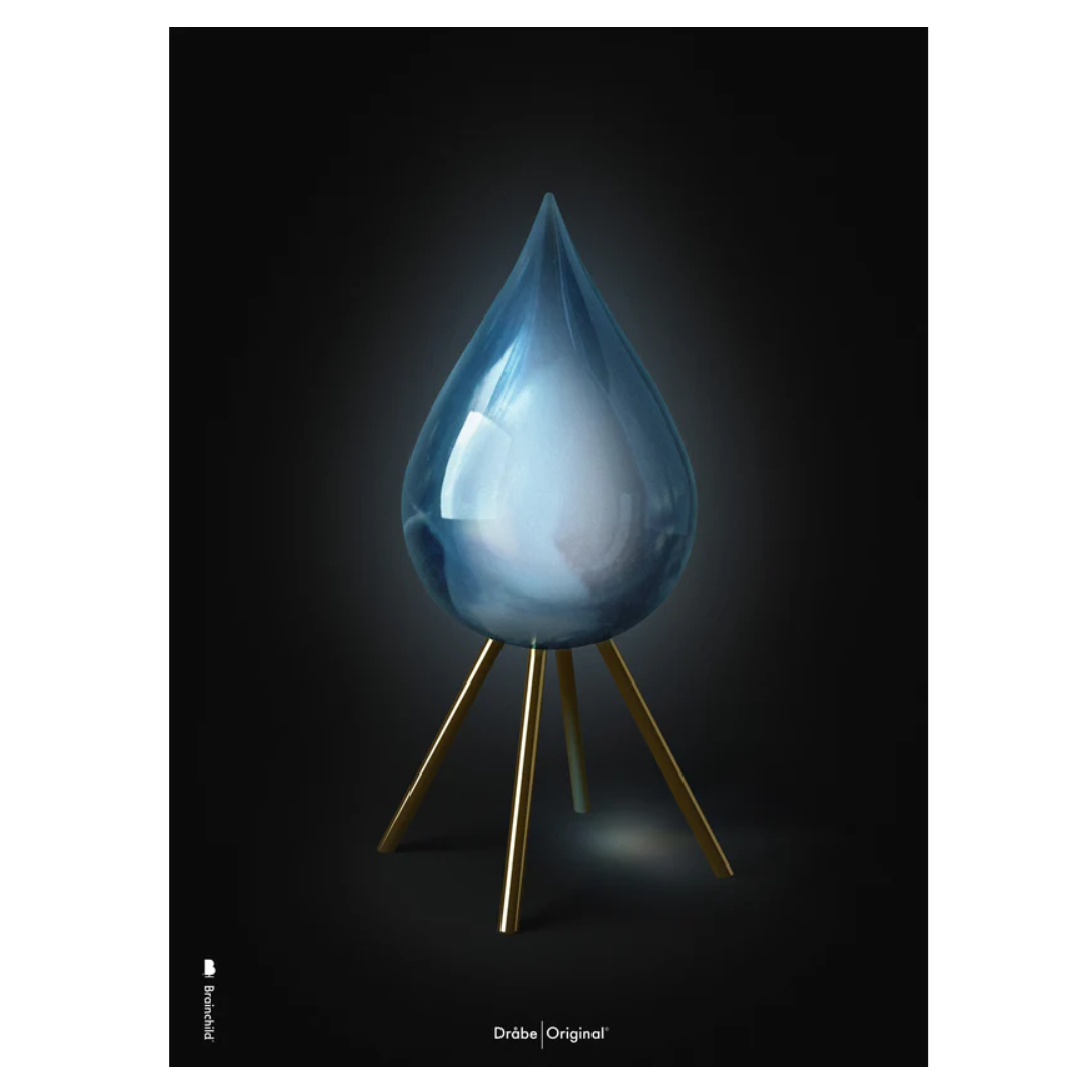 Klassisk Sort Plakat med Dråbe - 70x100 cm