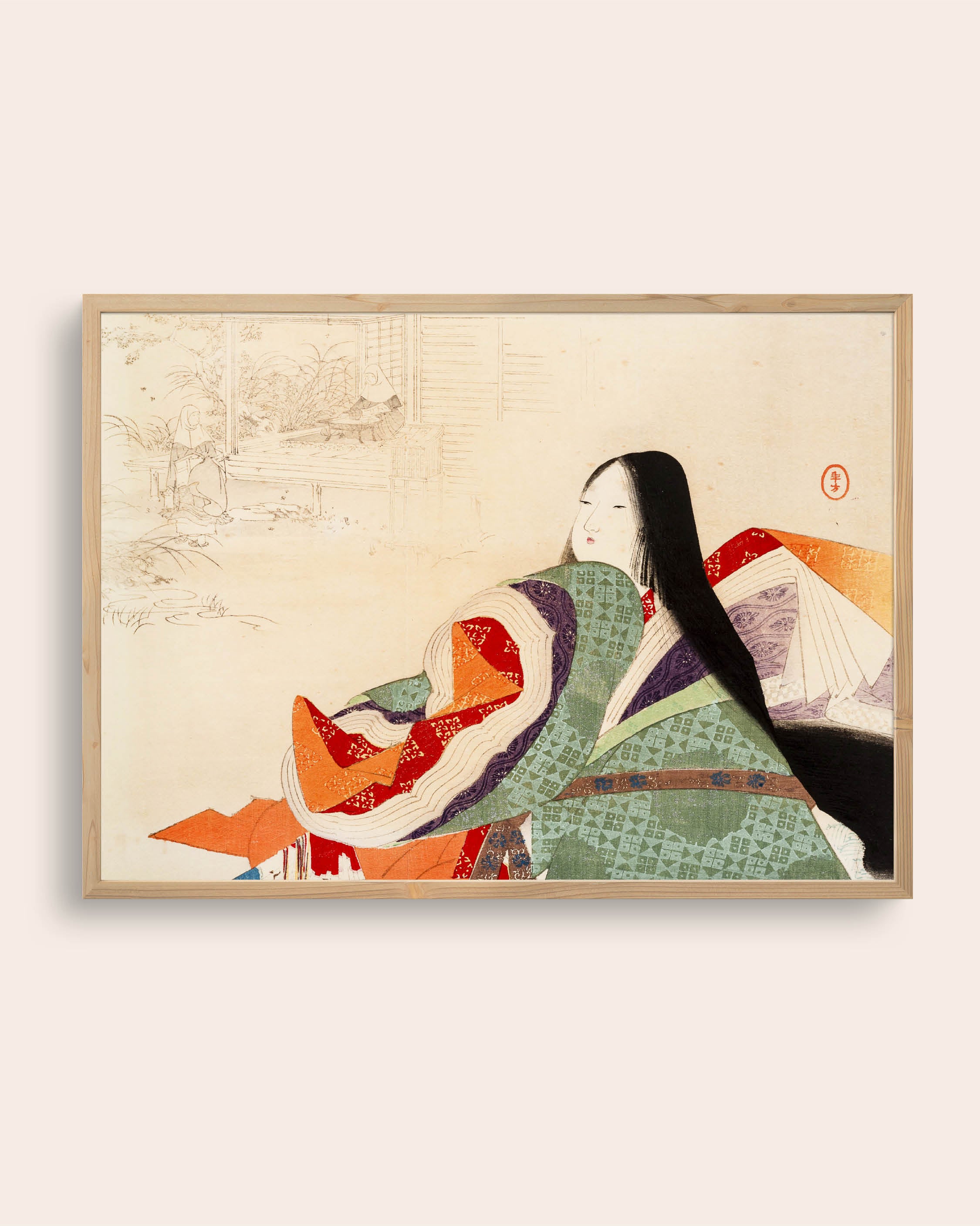 Jnihitoe Ukiyo Træsnit - Ceremoniel Kimono med 12 Lag