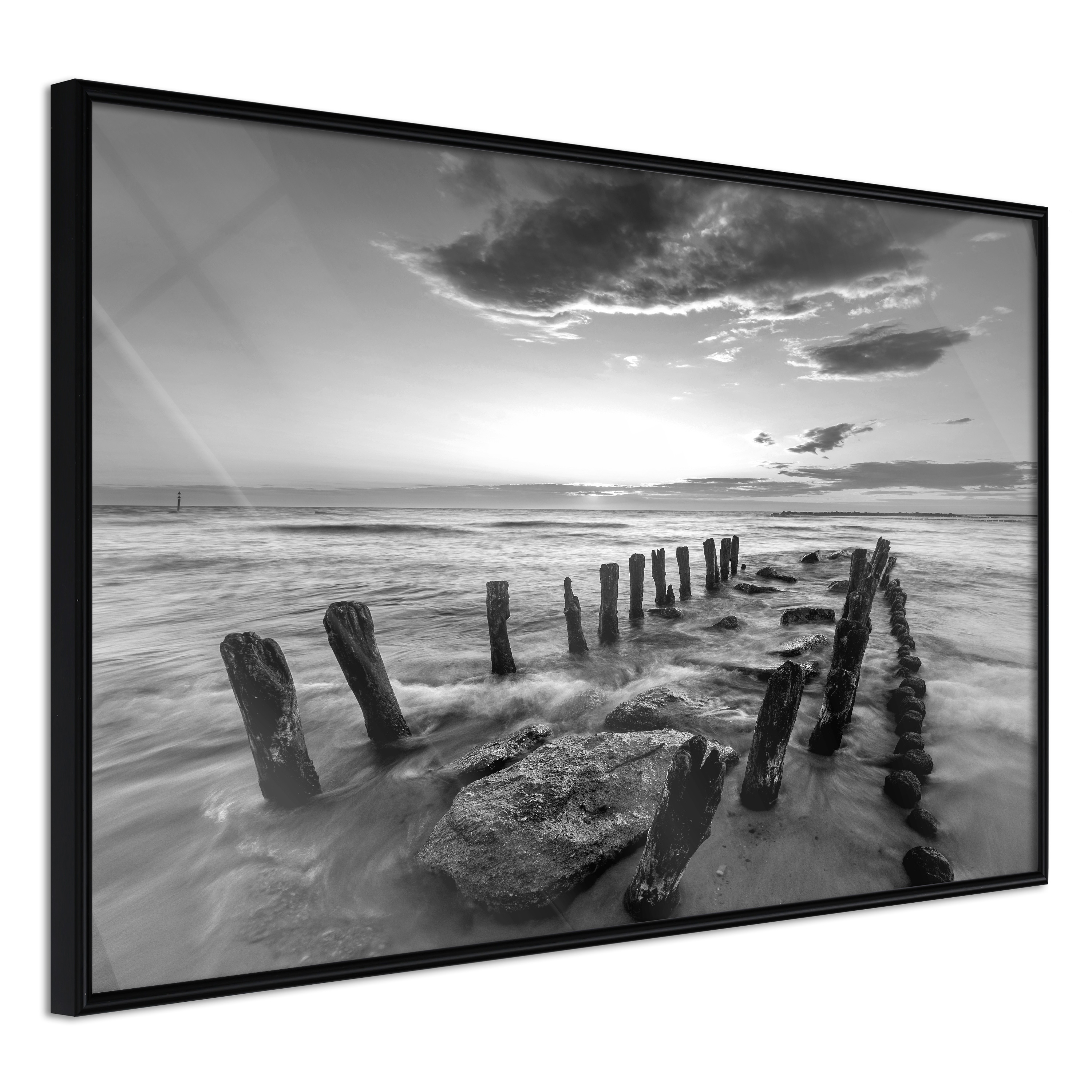 Sort Plakat med Ramme - Old Breakwater 90x60 cm
