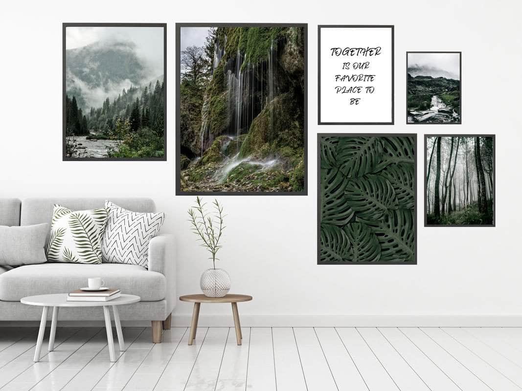 Grøn Billedvæg med Inspirerende Citater - Justpictures