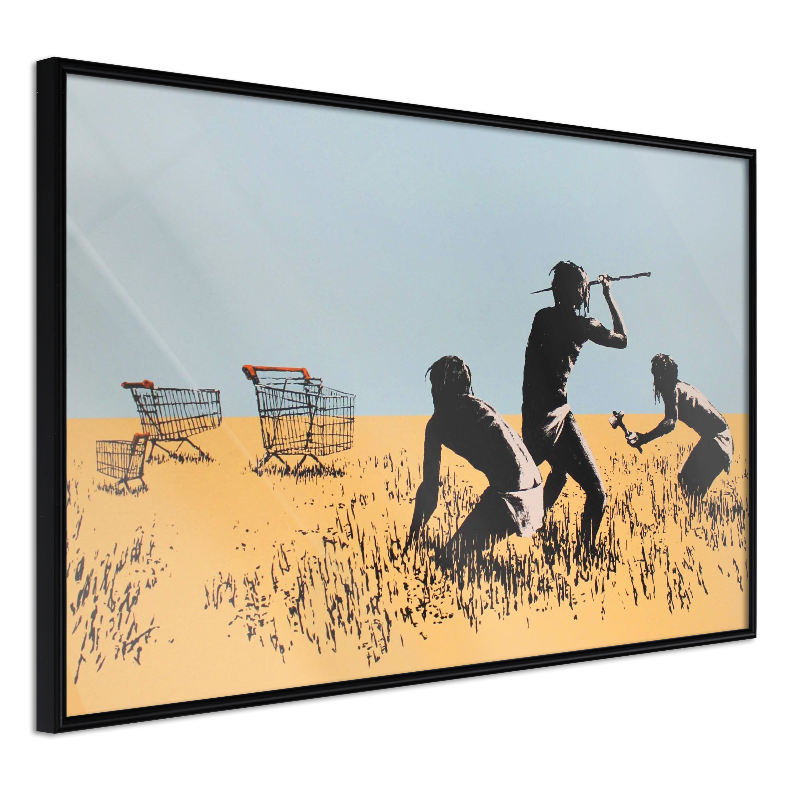 Banksy Plakat med Ramme - Trolley Hunters i Guld